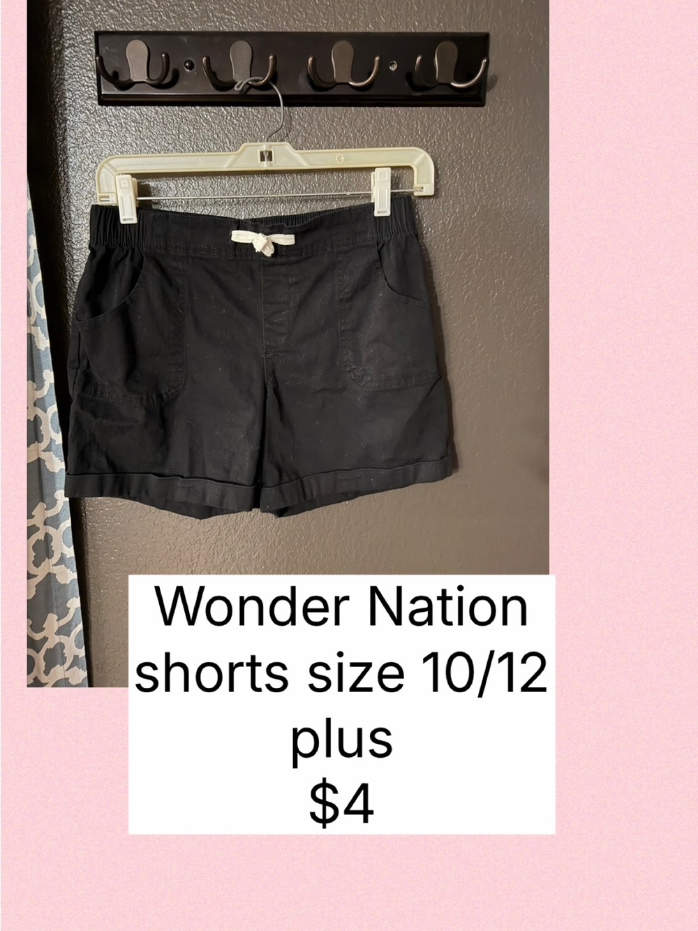 wonder nation black drawstring casual shorts